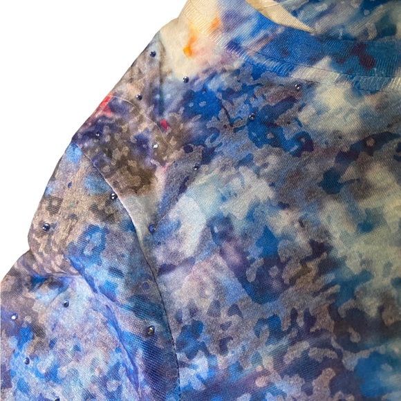 FDJ 3/4 Sleeve Colorful Tunic with Rhinestones - Picture 6 of 7